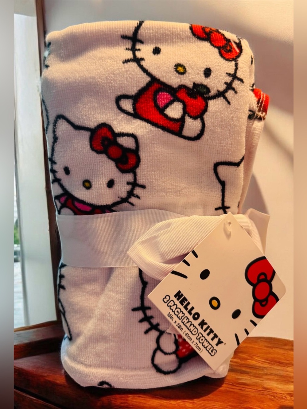 NWT! Hello Kitty strawberry apple hand towels set of 2 100% cotton